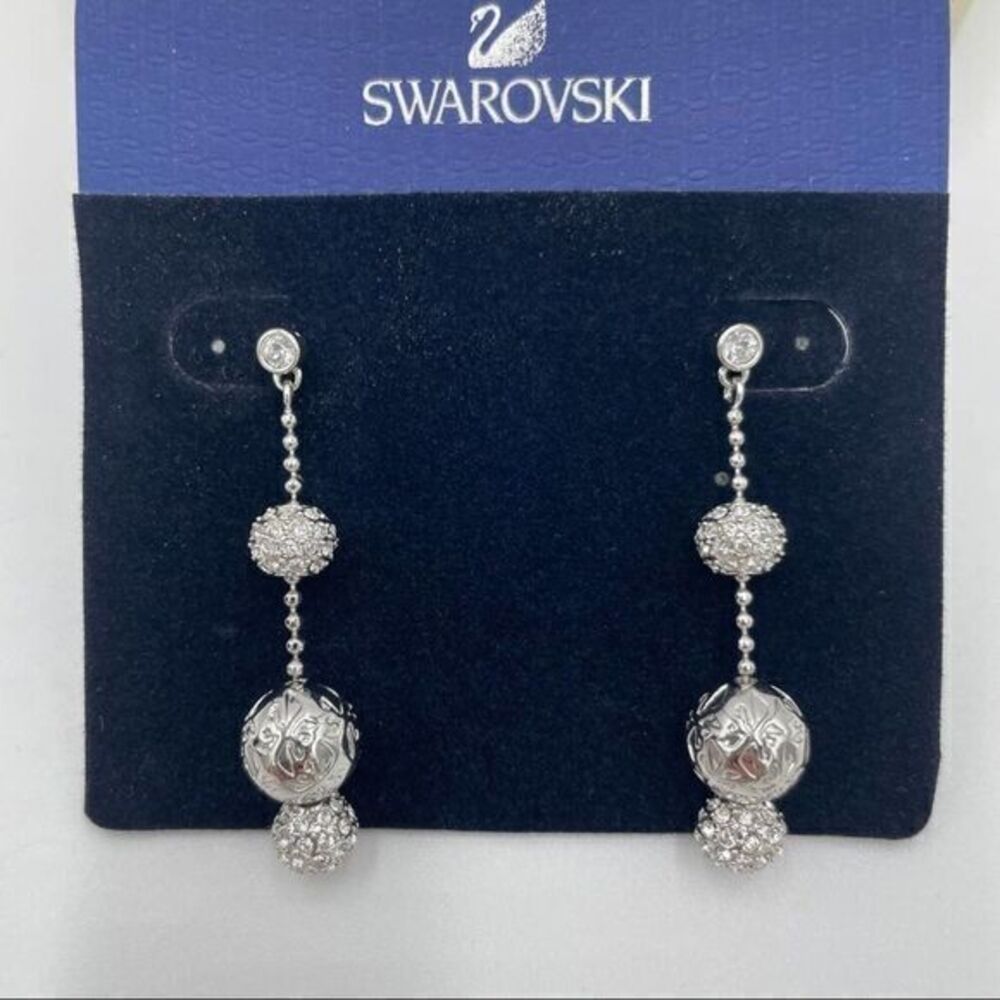 Swarovski Swan Drop Pave post rhodium Earrings